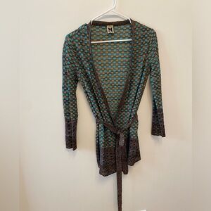 Missoni knit belted sweater cardigan